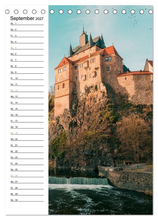 Produktbild: Sachsens Burgen und Schl&ouml;sser - Beschreibbarer Kalender mit Ortsangaben (Tischkalender 2027 DIN A5 hoch), CALVENDO Monatskalender