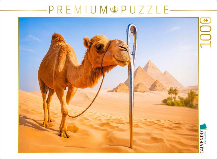 Produktbild: CALVENDO Puzzle Kamel und Nadel&ouml;hr - Keine Chance f&uuml;r Dickh&auml;uter | 1000 Teile Lege-Gr&ouml;&szlig;e 64x48cm Foto-Puzzle f&uuml;r gl&uuml;ckliche Stunden