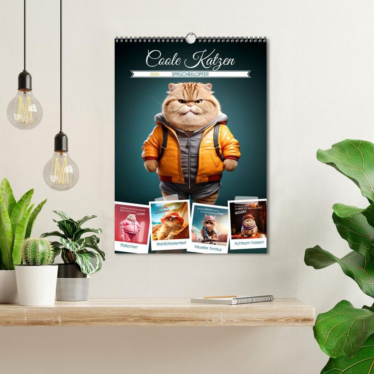 Produktbild: COOLE KATZEN Spr&uuml;cheklopfer (Wandkalender 2026 DIN A3 hoch), CALVENDO Monatskalender
