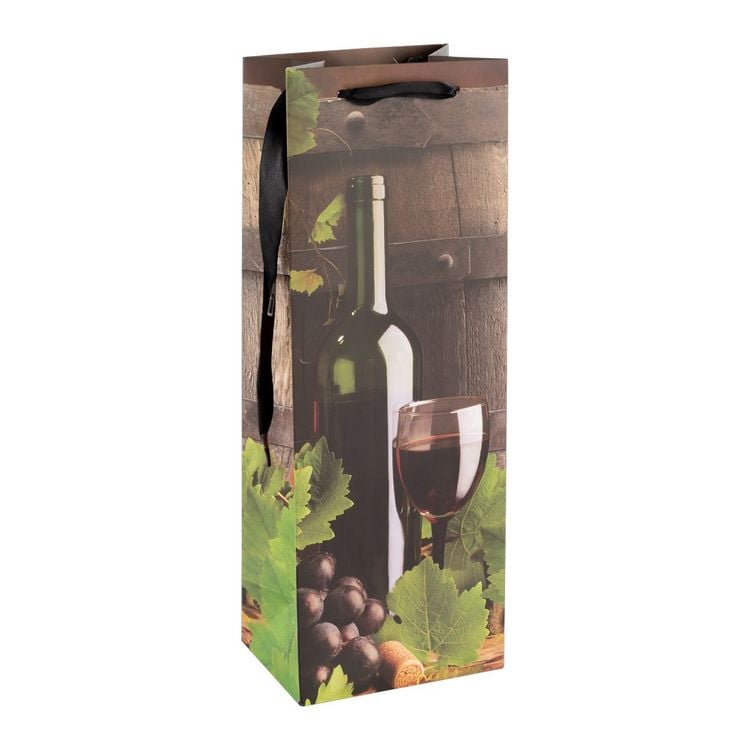 Produktbild: Idena Flaschentasche Wein schwarz 12,5x35x9cm 210g/m&sup2;