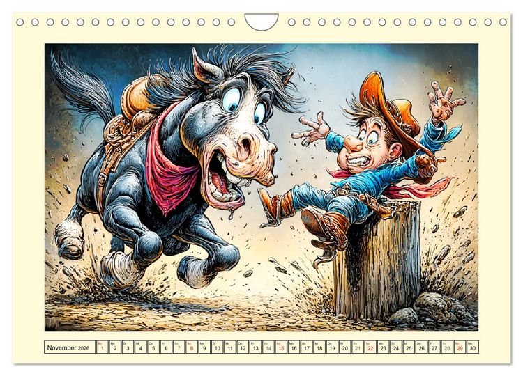 Produktbild: Wiehern garantiert. Der verr&uuml;ckte Pferde-Cartoon-Spa&szlig; (Wandkalender 2026 DIN A4 quer), CALVENDO Monatskalender
