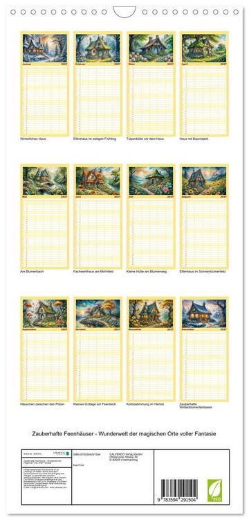 Produktbild: Familienplaner 2027 - Zauberhafte Feenh&auml;user - Wunderwelt der magischen Orte voller Fantasie mit 5 Spalten (Wandkalender, 21 x 45 cm) CALVENDO