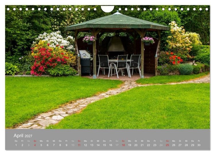 Produktbild: Romantische Garten-Paradiese (Wandkalender 2027 DIN A4 quer), CALVENDO Monatskalender