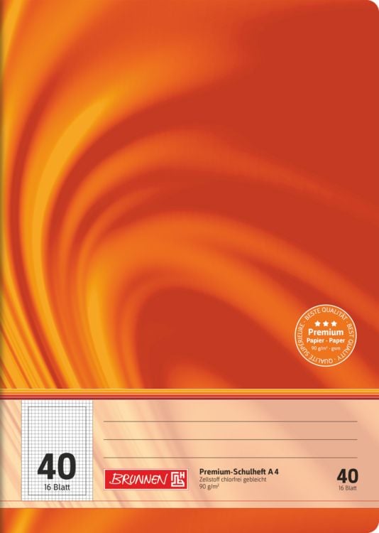 Produktbild: Brunnen Schulheft Premium Vivendi | A4, Lineatur 40, 16 Blatt, orange