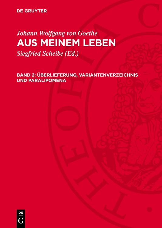 Produktbild: &Uuml;berlieferung, Variantenverzeichnis und Paralipomena