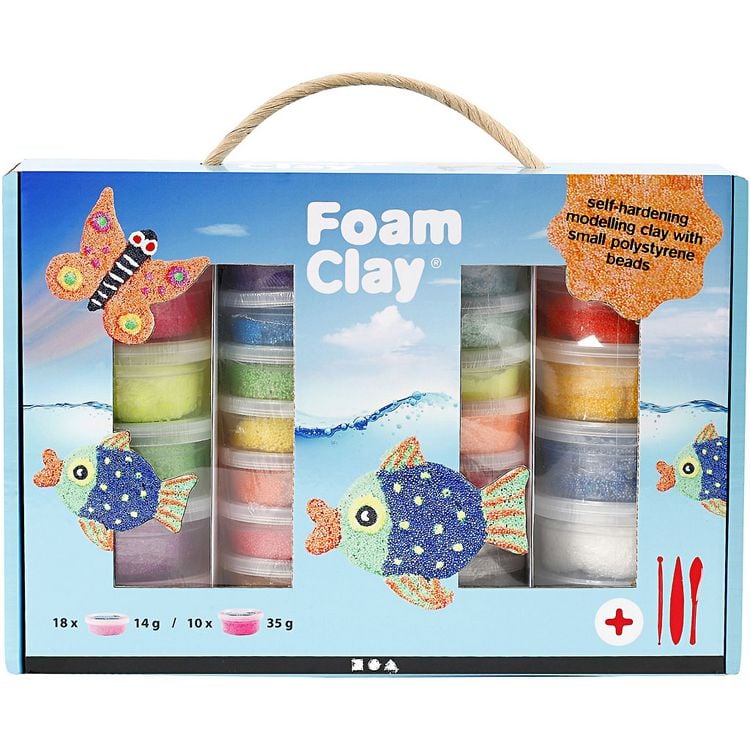 Produktbild: Creativ Company Foam Clay&reg; Geschenkbox, sortierte Farben, 1 Set, 18x14 g und 10x35g