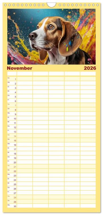 Produktbild: Familienplaner 2026 - Splash - Hunde im Farbrausch mit 5 Spalten (Wandkalender, 21 x 45 cm) CALVENDO