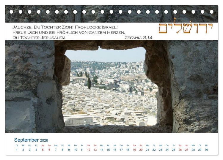 Produktbild: Jerusalem. Kalender mit Bibelworten (Tischkalender 2026 DIN A5 quer), CALVENDO Monatskalender