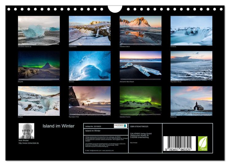 Produktbild: Island im Winter (Wandkalender 2026 DIN A4 quer), CALVENDO Monatskalender