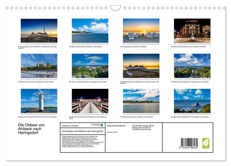 Produktbild: Die Ostsee von Ahlbeck nach Heringsdorf (Wandkalender 2027 DIN A3 quer), CALVENDO Monatskalender