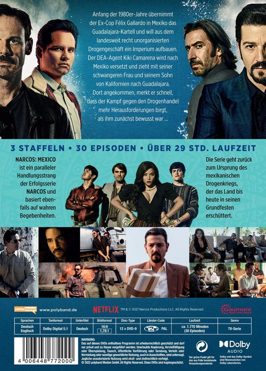 Produktbild: NARCOS: MEXICO - Die komplette Serie (Staffel 1 - 3) LTD. [12 DVDs]