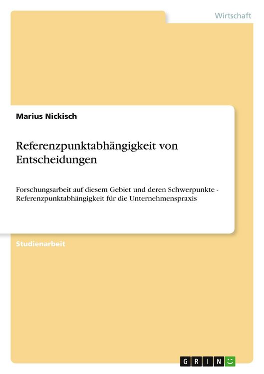 Produktbild: Referenzpunktabh&auml;ngigkeit von Entscheidungen