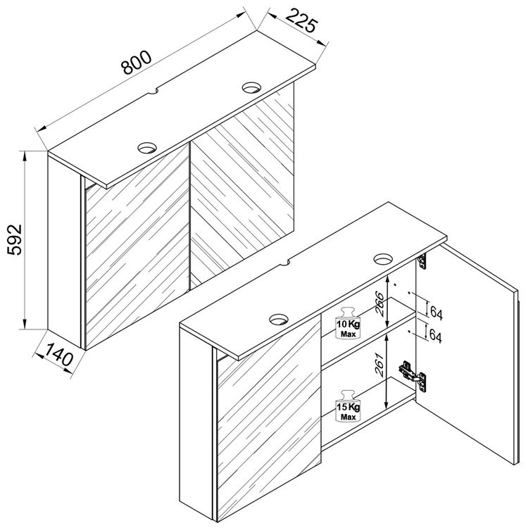 Produktbild: LED Bad Spiegelschrank Steckdose 59x80x23 Cosila