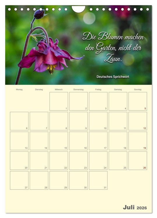 Produktbild: Gartenliebe (Wandkalender 2026 DIN A4 hoch), CALVENDO Monatskalender