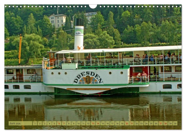 Produktbild: Seitenraddampfer &ndash; In Sachsen von K&ouml;nigstein bis Bad Schandau (Wandkalender 2026 DIN A3 quer), CALVENDO Monatskalender