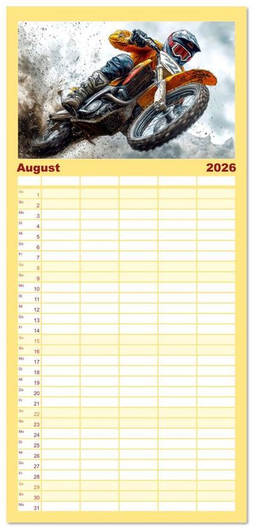 Produktbild: Familienplaner 2026 - Motocross - Highspeed durch das Jahr mit 5 Spalten (Wandkalender, 21 x 45 cm) CALVENDO