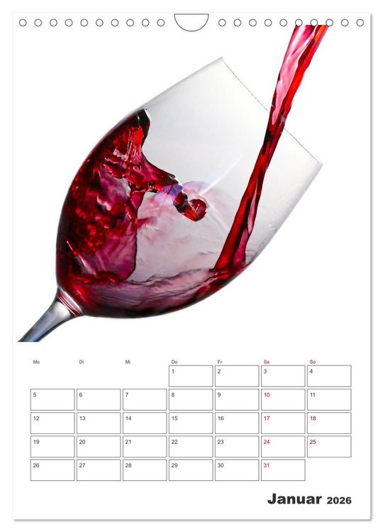 Produktbild: Weinkalender - f&uuml;r Kenner und Genie&szlig;er (Wandkalender 2026 DIN A4 hoch), CALVENDO Monatskalender