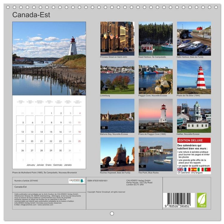Produktbild: Canada-Est (Calendrier mural carr&eacute; 2026 30x30 cm) Calendrier double avec une page pour vos prises de notes