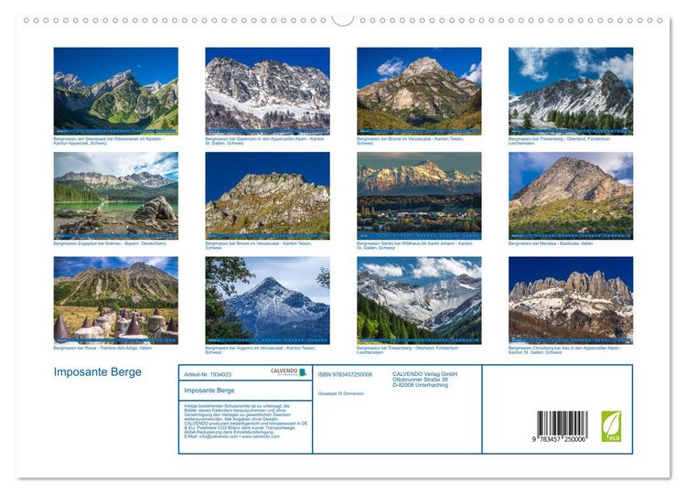Produktbild: Imposante Berge (hochwertiger Premium Wandkalender 2026 DIN A2 quer), Kunstdruck in Hochglanz