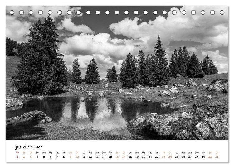 Produktbild: Terres de contraste &ndash; Une ann&eacute;e en monochrome (Calendrier de bureau 2027 DIN A5 vertical), CALVENDO calendrier mensuel