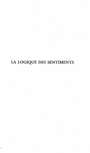 Produktbild: La Logique des Sentiments
