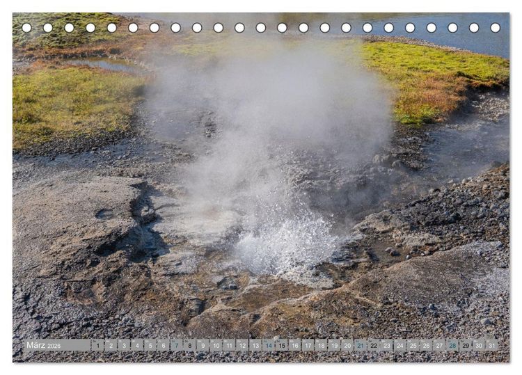 Produktbild: Island - Gletscher, Wasserf&auml;lle, Hei&szlig;e Quellen (Tischkalender 2026 DIN A5 quer), CALVENDO Monatskalender