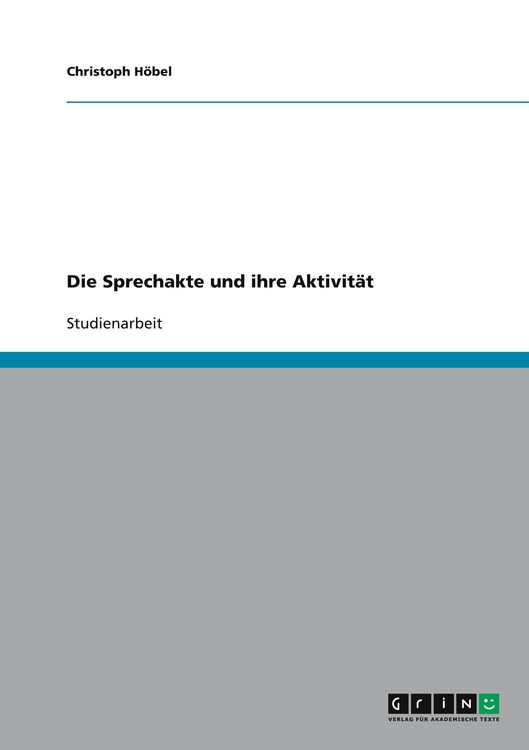 Produktbild: Die Sprechakte und ihre Aktivit&auml;t