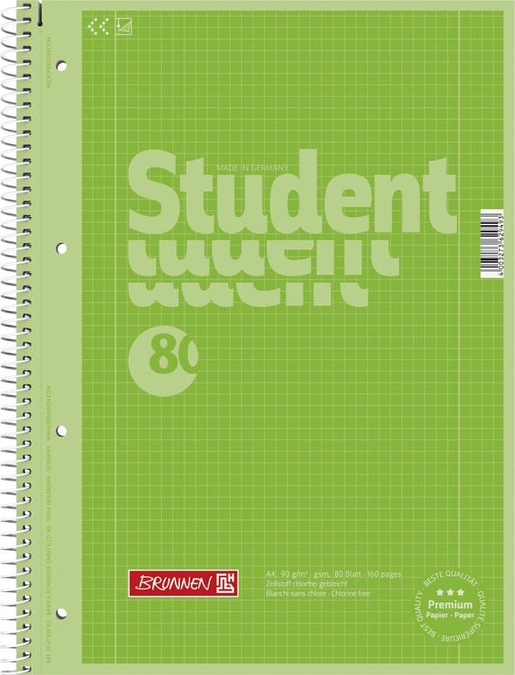 Produktbild: Brunnen Collegeblock Premium Student A4 kariert Lineatur 28 kiwi