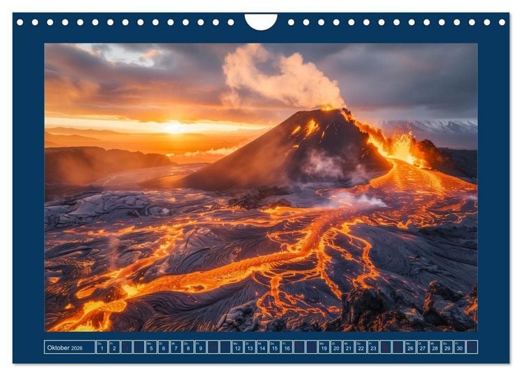 Produktbild: Lebendige Feuerberge - Fantastisch durch eine KI in Szene gesetzt (Wandkalender 2026 DIN A4 quer), CALVENDO Monatskalender