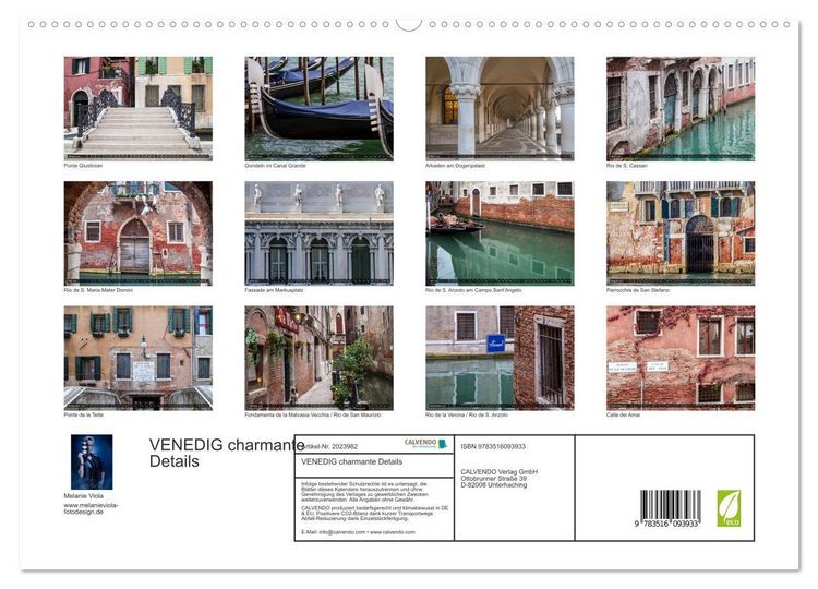 Produktbild: VENEDIG charmante Details (hochwertiger Premium Wandkalender 2026 DIN A2 quer), Kunstdruck in Hochglanz