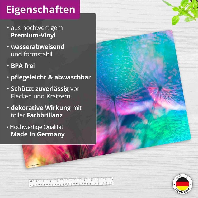 Produktbild: Cover-your-desk Schreibtischunterlage f&uuml;r Kinder und Erwachsene Pusteblume im bunten Farbspiel, aus hochwertigem Vinyl , 60 x 40 cm