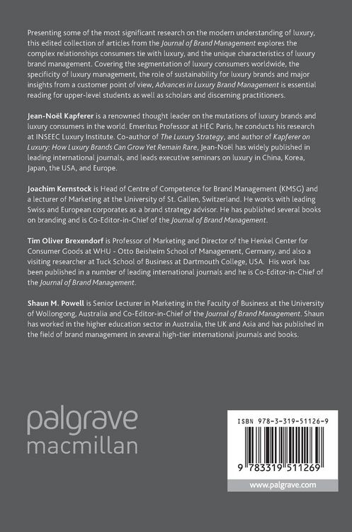 Produktbild: Advances in Luxury Brand Management