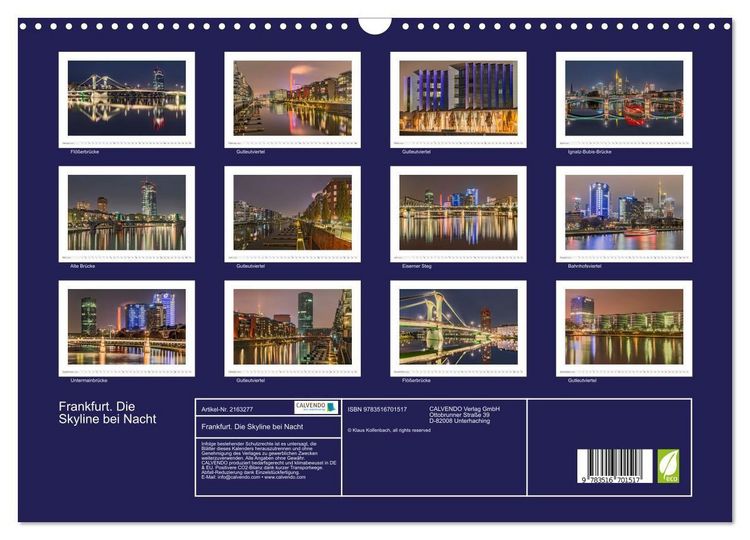 Produktbild: Frankfurt. Die Skyline bei Nacht (Wandkalender 2026 DIN A3 quer), CALVENDO Monatskalender