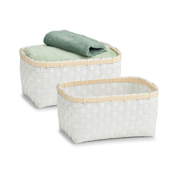 HTI-Living Aufbewahrungskorb, Kunststoff/Bambus, wei 2er-Set kaufen
