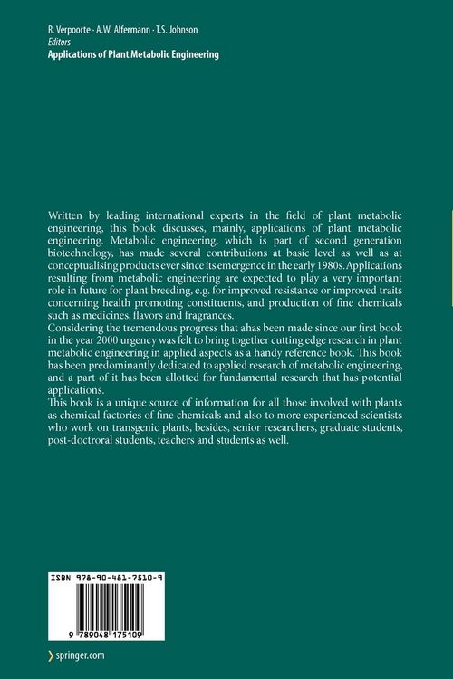 Produktbild: Applications of Plant Metabolic Engineering