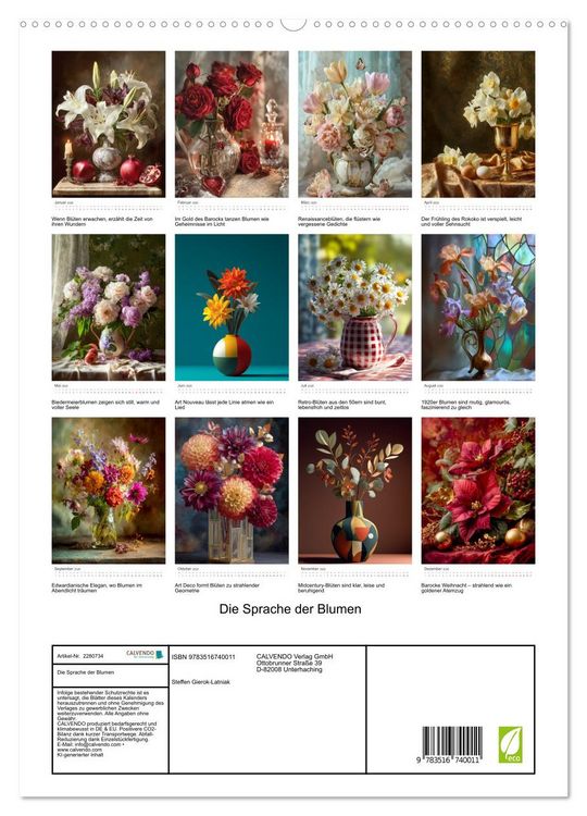 Produktbild: Die Sprache der Blumen (hochwertiger Premium Wandkalender 2026 DIN A2 hoch), Kunstdruck in Hochglanz