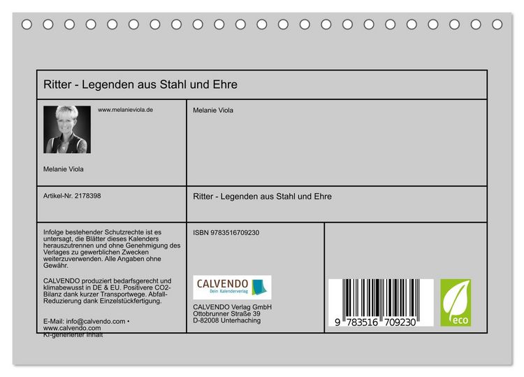 Produktbild: Ritter - Legenden aus Stahl und Ehre (Tischkalender 2026 DIN A5 quer), CALVENDO Monatskalender