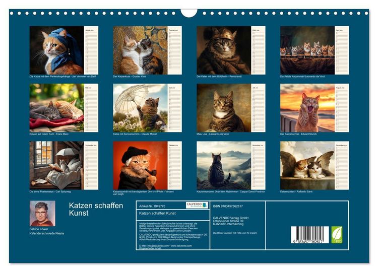 Produktbild: Katzen schaffen Kunst (Wandkalender 2026 DIN A3 quer), CALVENDO Monatskalender