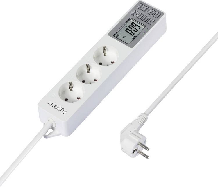 Produktbild: Sygonix SY-4675078 Steckdosenleiste mit Schaltuhr 3fach Wei&szlig; Schutzkontakt 1St.