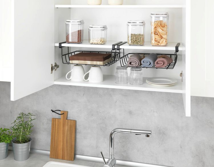 Produktbild: Regaleinh&auml;ngekorb Mod. Klea Schwarz, f&uuml;r K&uuml;chen- oder Kleiderschrank