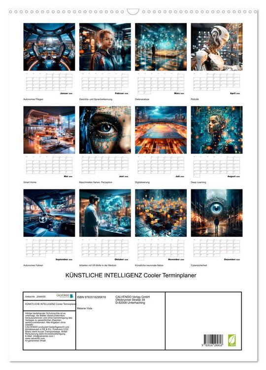 Produktbild: K&Uuml;NSTLICHE INTELLIGENZ Cooler Terminplaner (Wandkalender 2026 DIN A2 hoch), CALVENDO Monatskalender