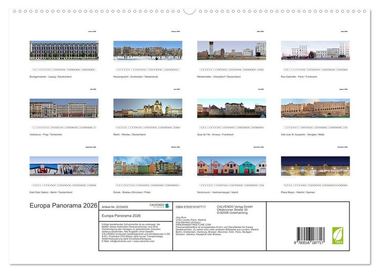 Produktbild: Europa Panorama 2026 (hochwertiger Premium Wandkalender 2026 DIN A2 quer), Kunstdruck in Hochglanz