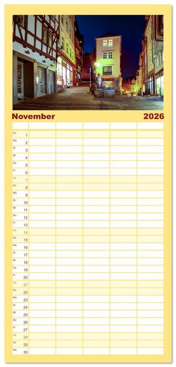 Produktbild: Familienplaner 2026 - Mein historisches Marburg mit 5 Spalten (Wandkalender, 21 x 45 cm) CALVENDO
