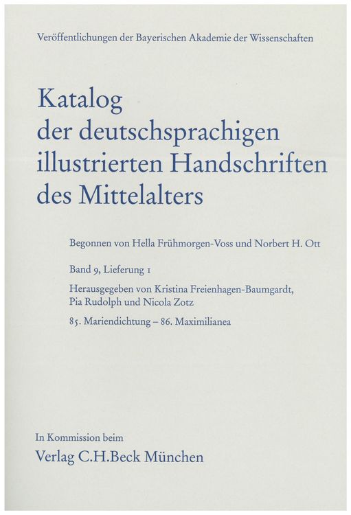 Produktbild: Katalog der deutschsprachigen illustrierten Handschriften des Mittelalters Band 9, Lfg. 1