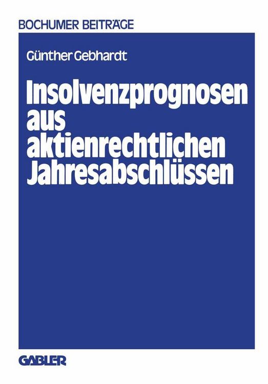 Produktbild: Insolvenzprognosen aus aktienrechtlichen Jahresabschl&uuml;ssen