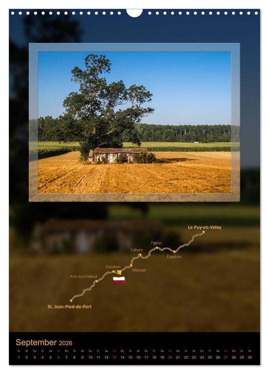 Produktbild: Jakobsweg Via Podiensis (Wandkalender 2026 DIN A3 hoch), CALVENDO Monatskalender