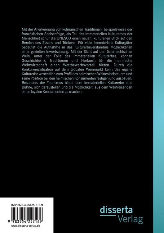 Produktbild: Kulturgut Wein: Die Inwertsetzung &ouml;sterreichischer Weinkultur auf Basis des Kulturerbeverst&auml;ndnisses der UNESCO