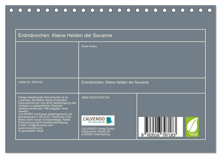 Produktbild: Erdm&auml;nnchen. Kleine Helden der Savanne (Tischkalender 2027 DIN A5 quer), CALVENDO Monatskalender