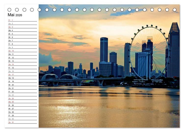Produktbild: Singapur Stadt der Skylines (Tischkalender 2026 DIN A5 quer), CALVENDO Monatskalender