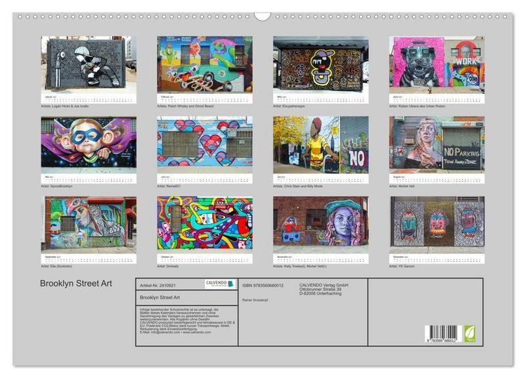 Produktbild: Brooklyn Street Art (Wandkalender 2027 DIN A2 quer), CALVENDO Monatskalender